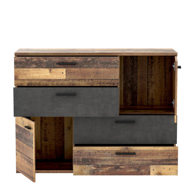 Blair 124.9cm Sideboard, Dark Grey Concrete/Vintage Old Wood