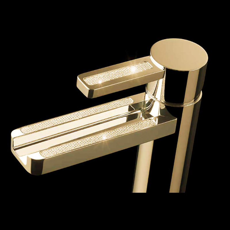 Robinet pour salle de bain à poignée simple Capri Swarovski, Or poli