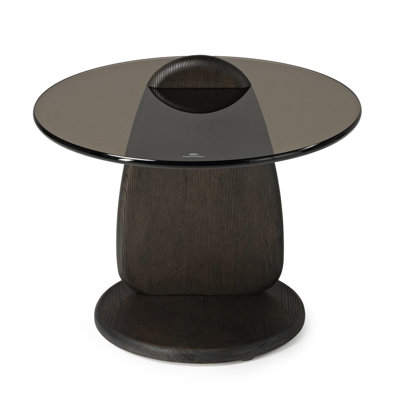 Modern Minimalist Black Round Side Table With Tempered Glass
