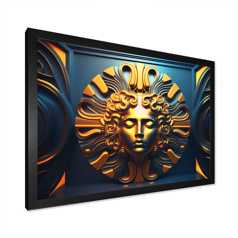 Classical Golden Goddess Woman - reproduction d'art sur toile, H 12 po x l 20 po x P 1 po, Cadre photo noir
