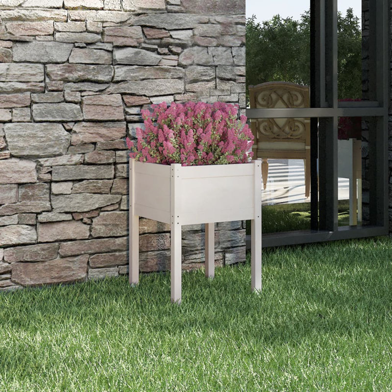 Alasha Wood Planter Box, White, 70cm H x 50cm W x 50cm D