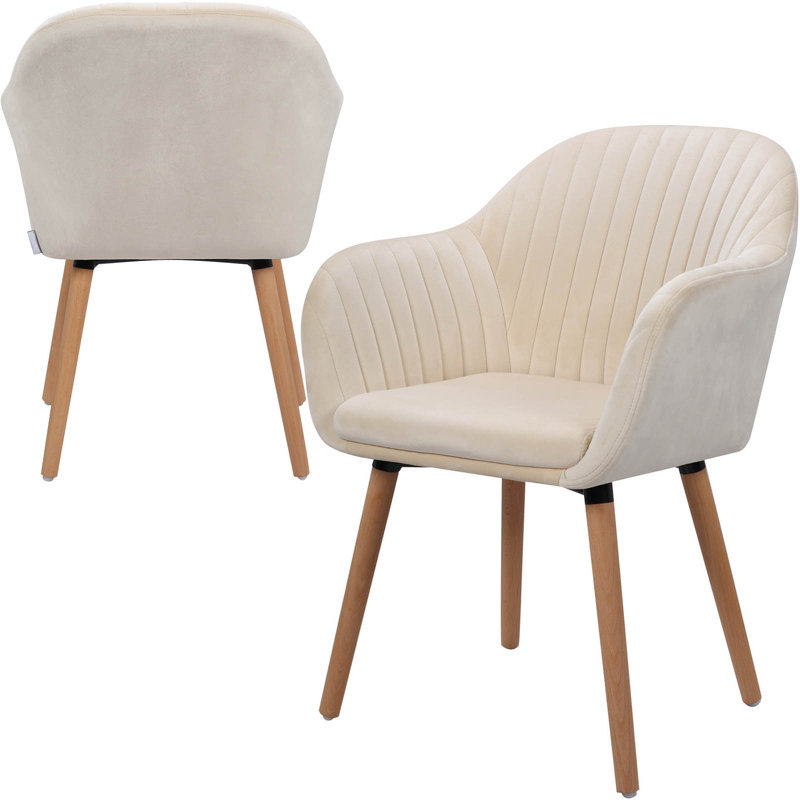 Mirakel 47cm H Velvet Upholstered Armchair, Cream