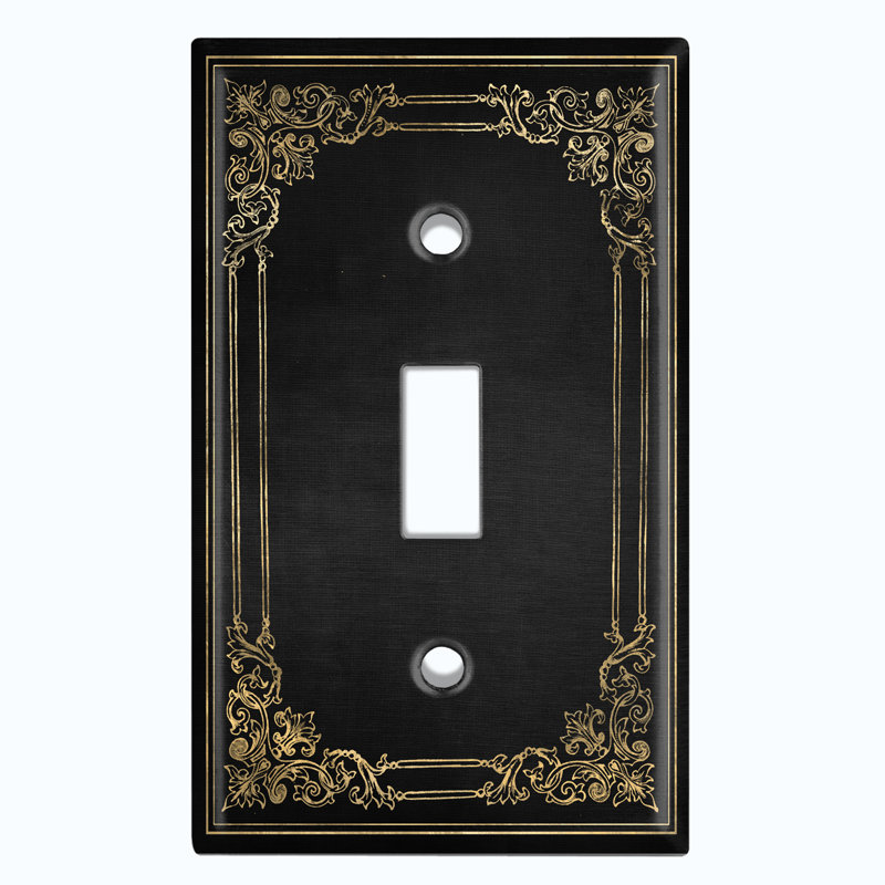 French Victorian Frame Black 10 Patterned 1 - Gang Toggle Light Switch Standard Wall Plate