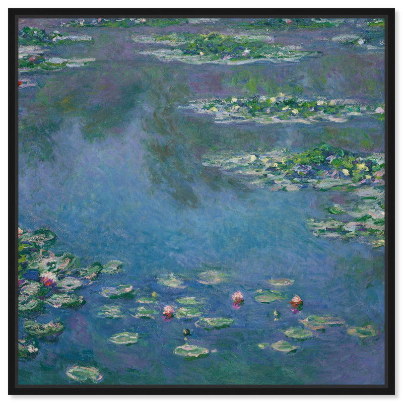 Toile «Monet Water Lilies» par Art Remedy, H 13 po x l 13 po, Noir, Cadre flottant