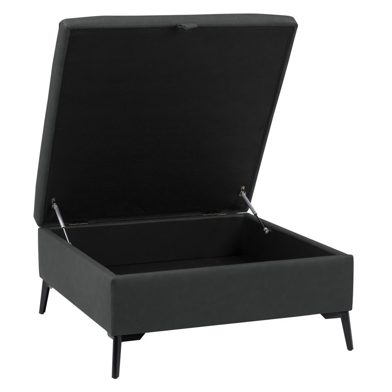 Orren Ellis 8A9AC144B7FC45FE80BF406E75B64D0E Repose-pieds carré Mychel, Faux suède noir