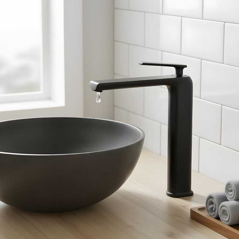 Modern Minimalist Single Handle Bathroom Sink Faucet, Matte Black