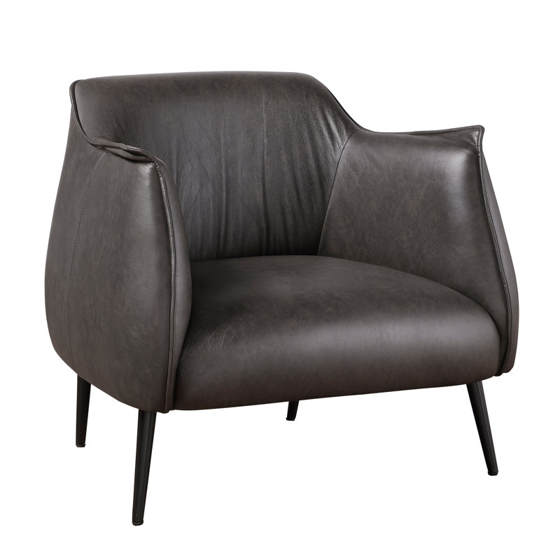 Fauteuil d'appoint brun, pieds en métal noir, siège en similicuir Interior Beauty Project, décoration de la pièce
