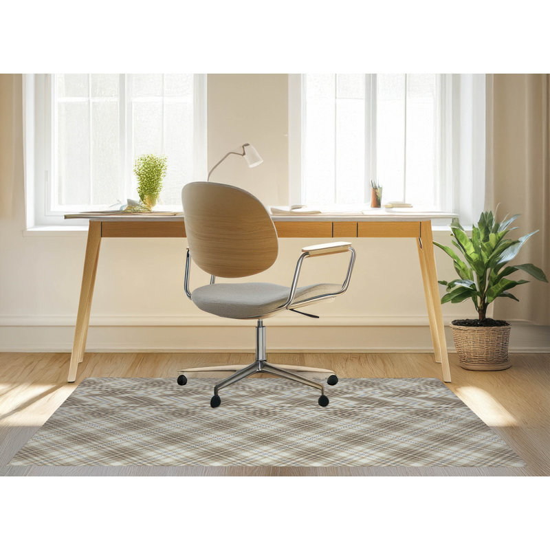 Tapis de bureau Chinny Tartan, L 5 pi x L 3 pi, Taupe