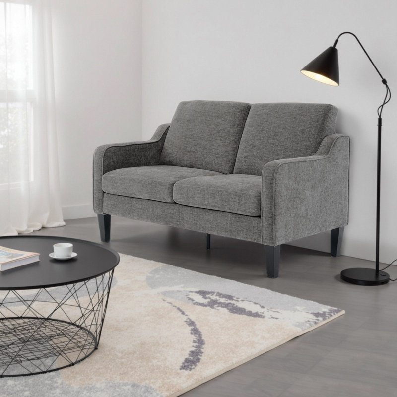 Sinya Upholstered 53.5'' Loveseat, Gray Chenille