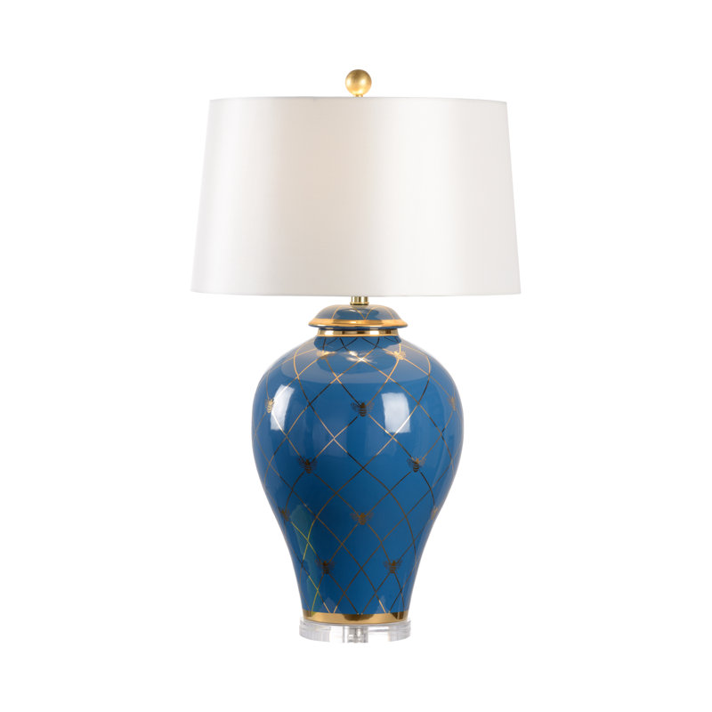 Lampe de table 33 po Ginger Jar par Shayla Copas, Bleu