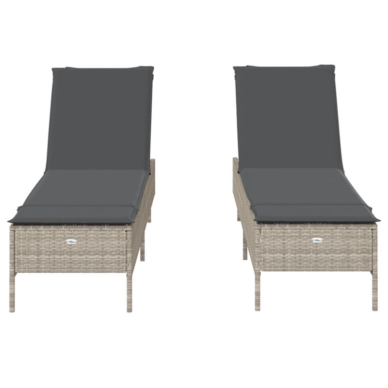 Dossier en polyéthylène rotin Sun Lounger, Gris foncé, Gris clair, 2