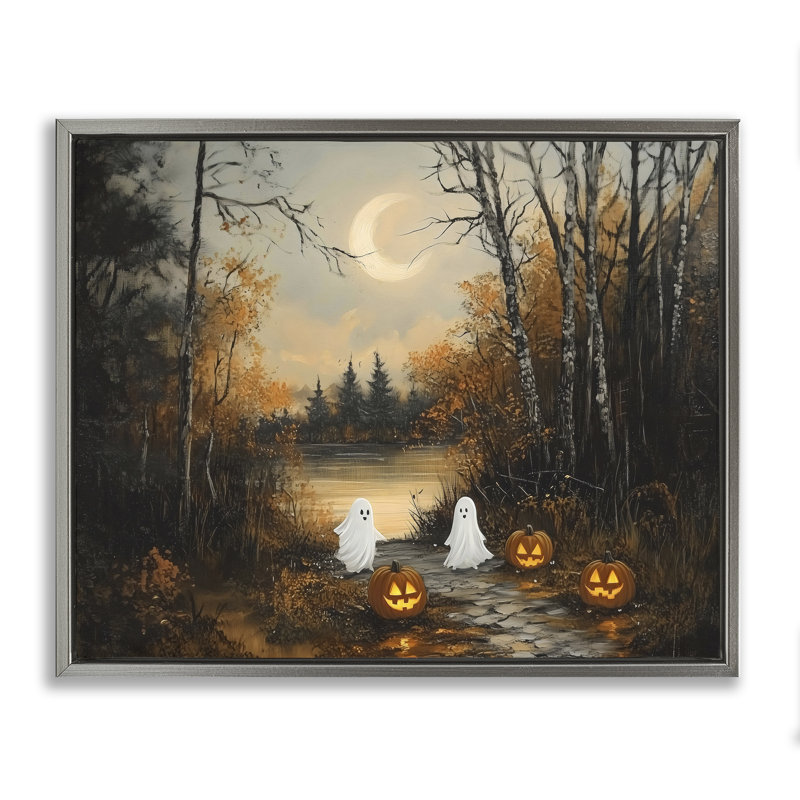 Cadre flottant d'automne fantômes au lac, design par Arlington Prints, H 17 po x l 21 po, Cadre flottant gris lustré