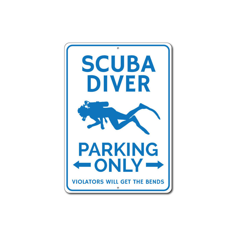 Enseigne en aluminium Scuba Diver, H 18 po x l 12 po x P 0,06 po