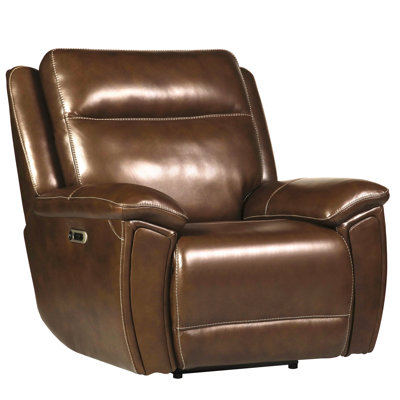 40" Leather Zero Gravity Power Recliner with Adjustable Headrest with Pillow Top Arms