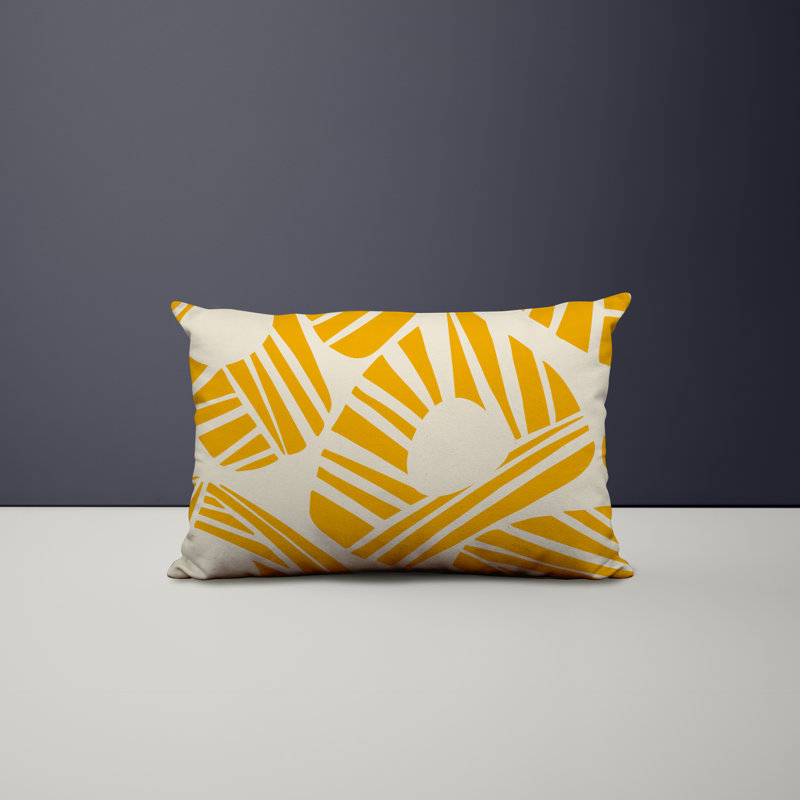 Polyester/Polyester Blend Lumbar Rectangular Indoor/Outdoor Pillow Cover & Insert, Yellow