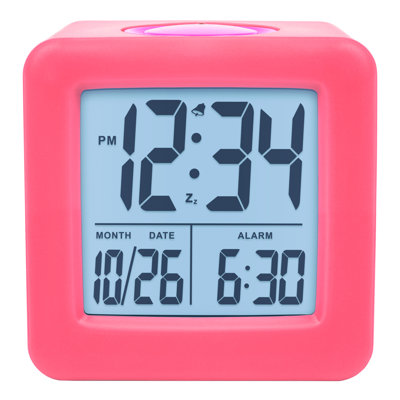 Digital Soft Cube Alarm Tabletop Clock in Pink
