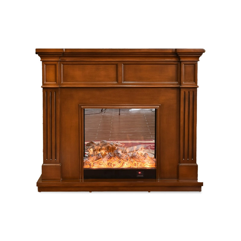 Walnut Solid Wood Freestanding Fireplace
