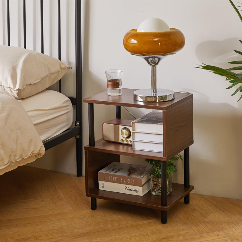End Table, Black, Dark Brown Wood