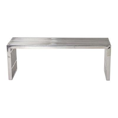 Banc en acier inoxydable - Banc d'intérieur au design industriel moderne avec finition polie pour le salon, la chambre à coucher ou le vestibule