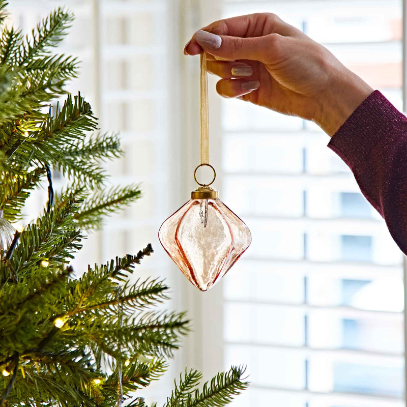 Coloured Recycled Glass Diamond Bauble, Gold