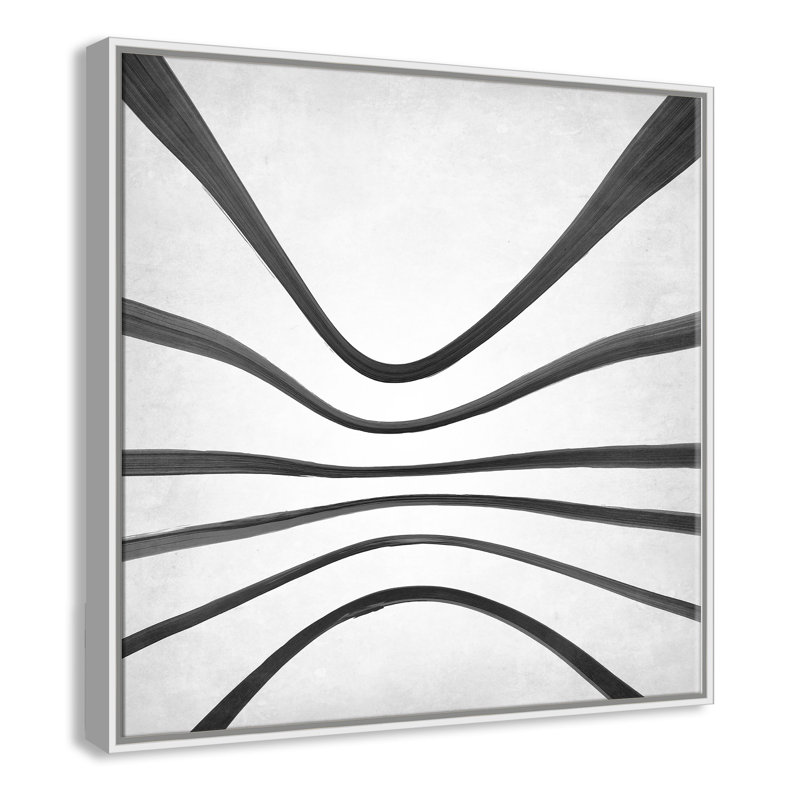 Black and White Brush 1 Piece Floater Frame Wall Art on Canvas, 76cm H x 76cm W x 5.1cm D, White Framed