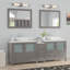  Ensemble de meuble-lavabo autoportant en bois 84 po avec plateau en marbre et miroirs assortis-27042790