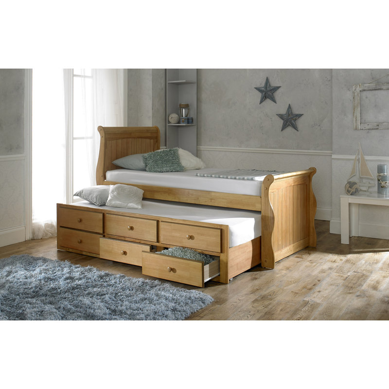Solid Wood UK Single - DE 90 X 190 Cm with Trundle, Oak