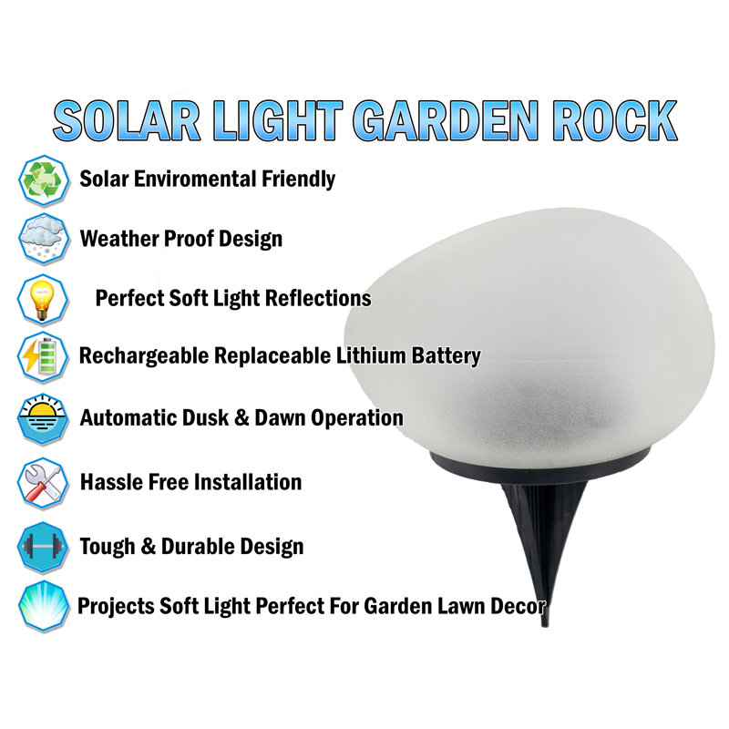 3pc Solar Rock Pathway Led Lights