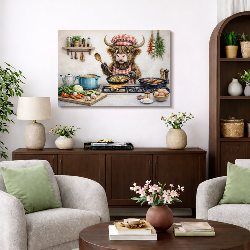 Chef Chef Cow, H 32 po x l 48 po x P 1,5 po, Toile tendue