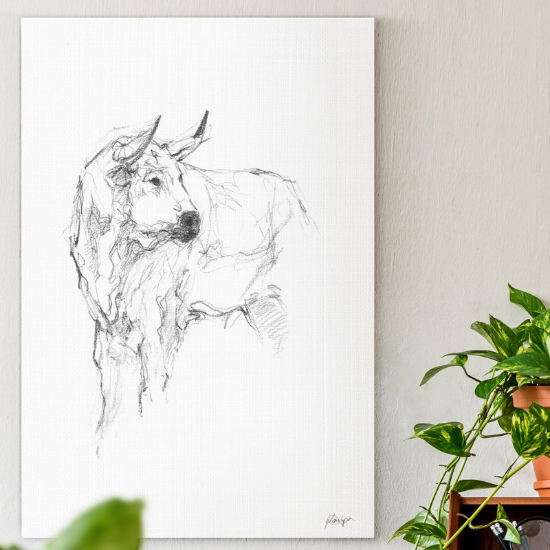 " Bull Study II ", 48" H x 32" W x 1" D