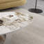 Table basse moderne en pierre frittée 49,2 po avec base en O en acier inoxydable - H 15,6 po