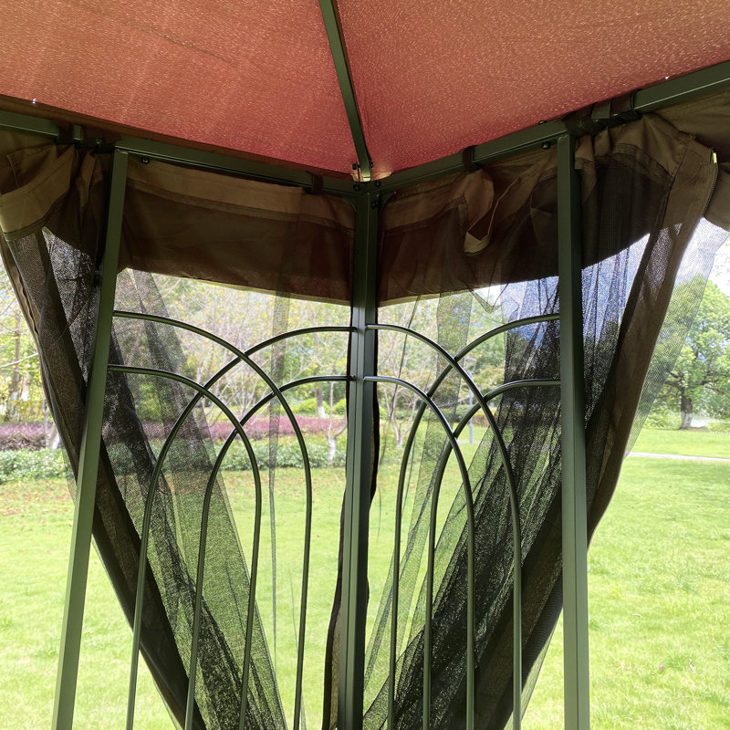 Pavillon de jardin 13 x 10 avec matériau résistant aux rayons du soleil et moustiquaire ventilé brun