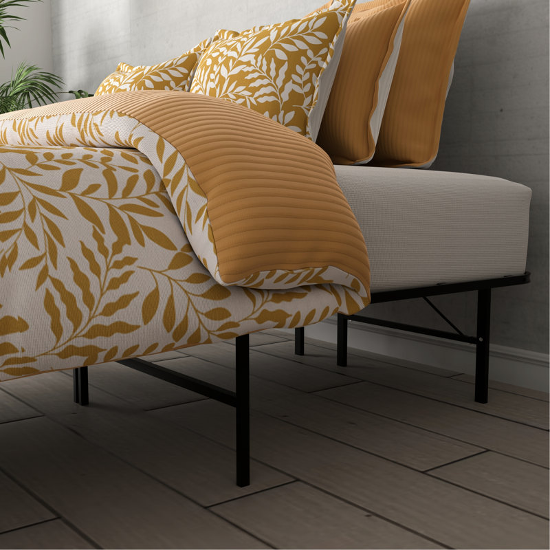 Base de lit plateforme en acier noir - structure, installation en 5 minutes, hauteur de 14 pouces, base de matelas entièrement compatible, surélevée, surélevée, assemblage d'outils, supporte jusqu'à 2000 livres, sans sommier
