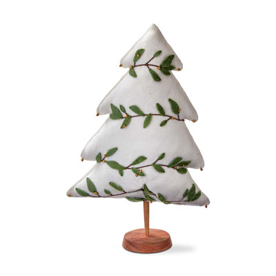 Grandes décorations de Noël en feutre blanc avec sapin baumier et baies dorées