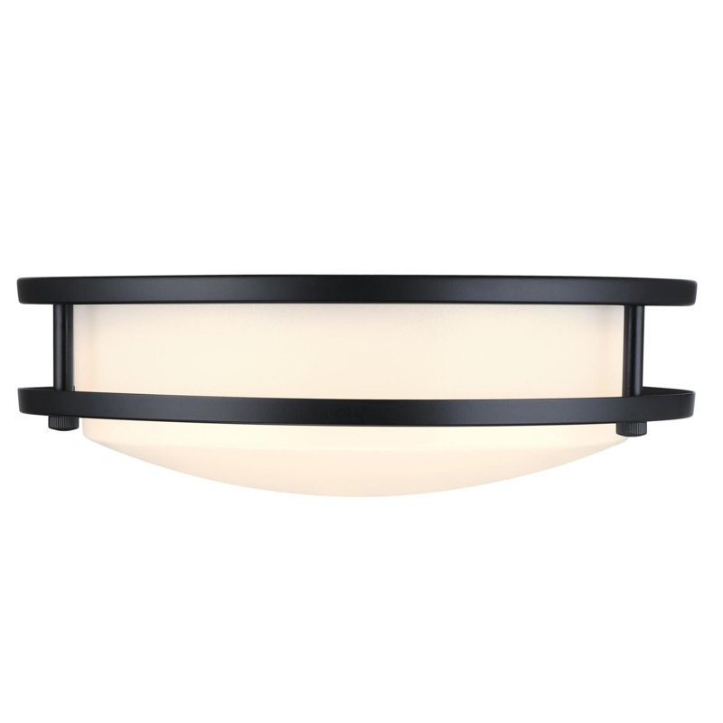 16 Inch 23 Watt LED Indoor Flush Mount Ceiling Fixture with Colour Temperature Selection, Matte Black Finish, Frosted Acrylic Shade