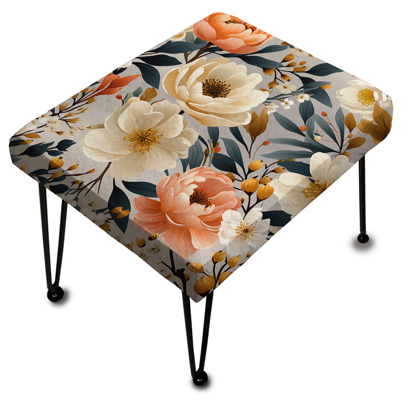 Coral Rustic Elegance Motif floral - Repose-pieds rectangulaire floral