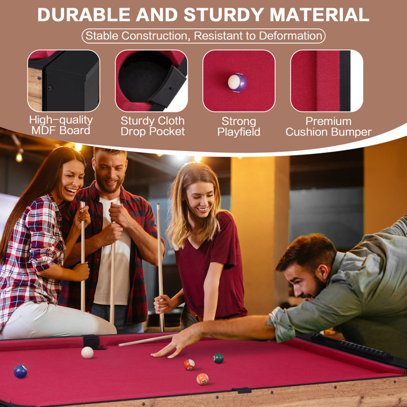 Raychee 54” 2-in-1 Swivel Multi Game Table - Billiards, Foosball, Combo Game Table Set For Adults Kids, Game Room, Friends & Family