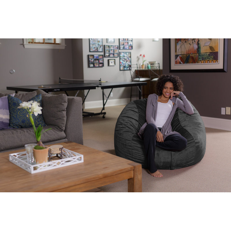 Fauteuil à billes - Fauteuil à billes rond rembourré de mousse déchiquetée de 4 pi - Fauteuil à billes rembourré en mousse à mémoire de forme moelleuse et ultra douce avec housse en microsuède - Mobilier et accessoires rembourrés de mousse remb