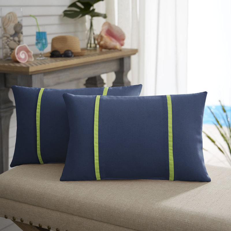 Outdoor Sunbrella Lumbar Pillow, 12"H x 18"W, Peacock Blue KE