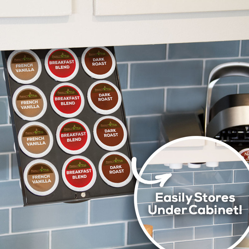 EZ-Shelf Black Lacquered Under Cabinet Coffee Pod Holder