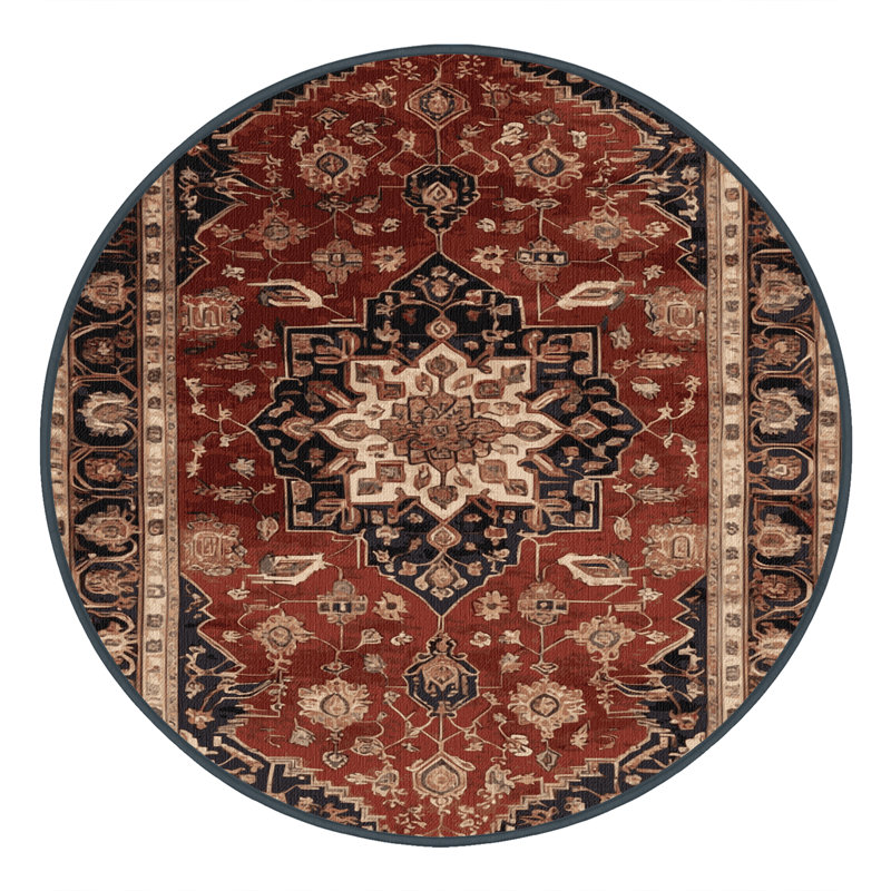 Tapis brun lavable à la machine, Rond 3 pi