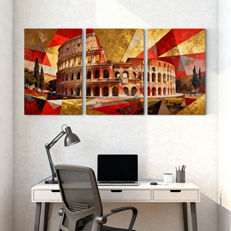 Ensemble de 3 reproductions d'art sur toile, "Cités et pays", H 18 po x l 36 po