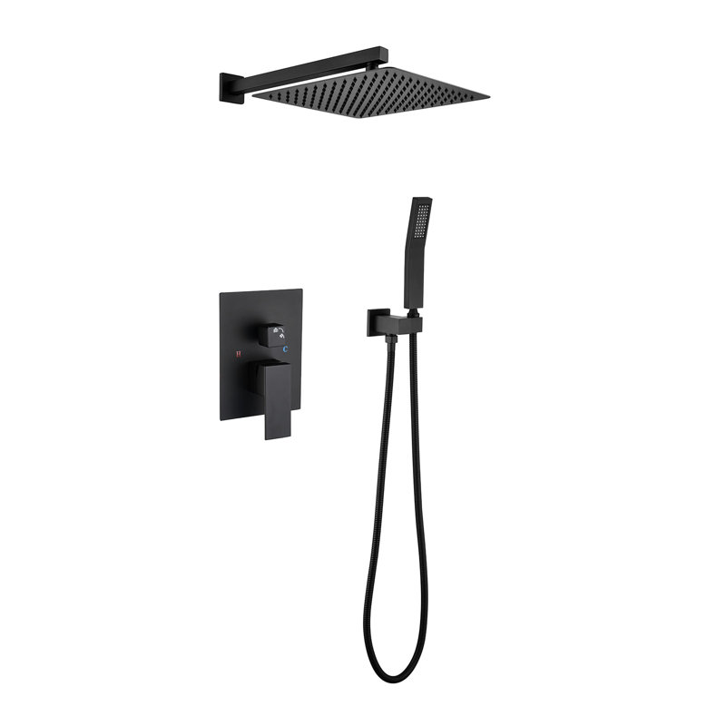 Pomme de douche murale 12 po, noir mat, laiton et acier inoxydable Sus304, pour rafraîchir votre salle de bain, Noir mat