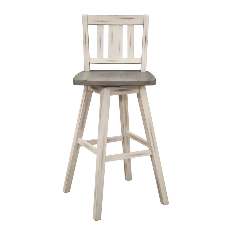 Ensemble de 8 chaises à hauteur de pub pivotantes en bois rustique gris, H 42,5 po x l 18 po x P 18 po, Bois gris