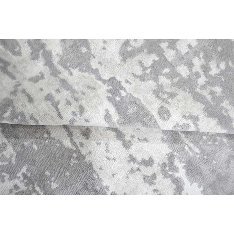 Tapis tissé à la main en ivoire / gris, Rectangle 7 pi 9 po x 9 pi 9 po