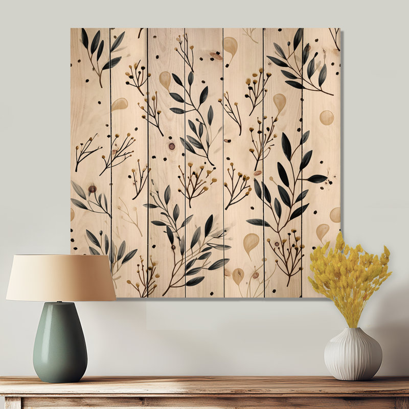 Swaffham - Art mural floral sur bois de pin naturel, H 25 po x l 25 po