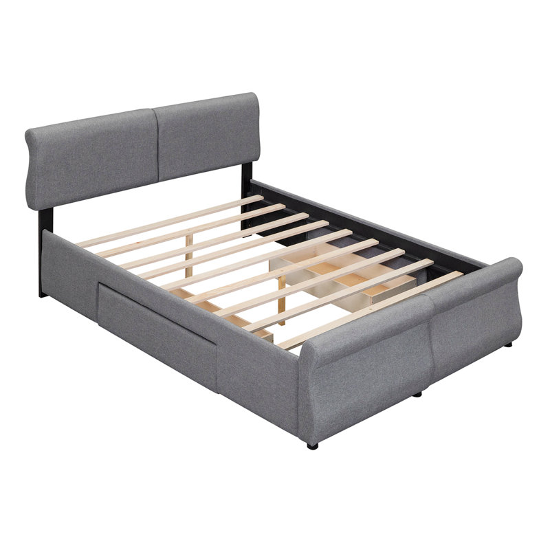 Kealan Platform Bed with Two Drawers,Upholstered Bed,bed frame, Queen