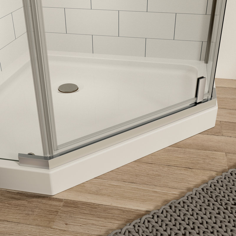 Porte de douche pivotante avec verre trempé de 1/4 po - Enceinte anglaise 34,75 po x 72 tracas - Fonction de fuite sécurisée de style transparent Fonction ininterrompue efficace
