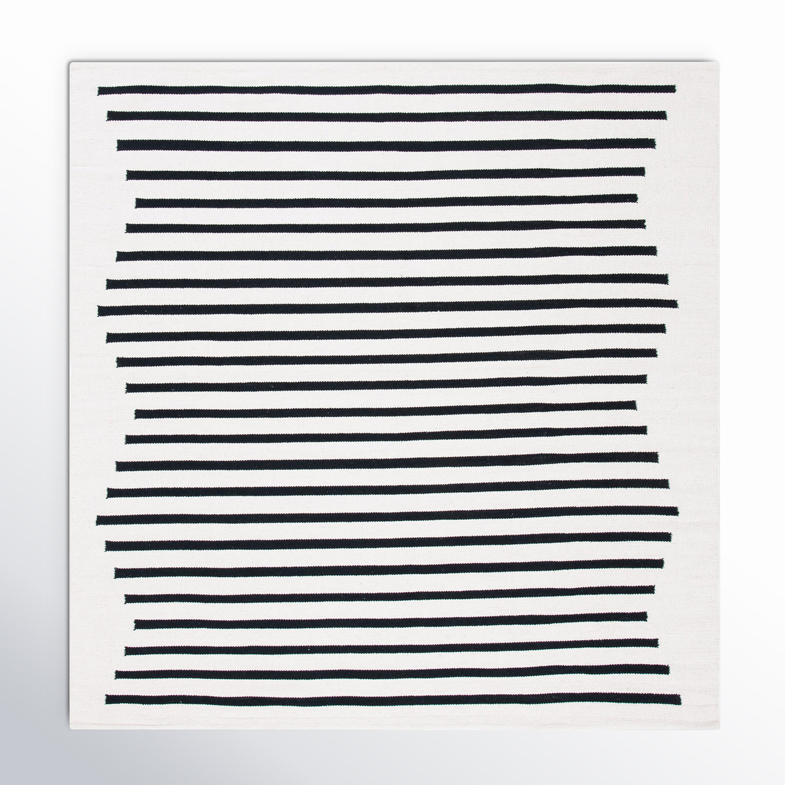 Mando Handmade Cotton Ivory/Black Rug, Square 4'