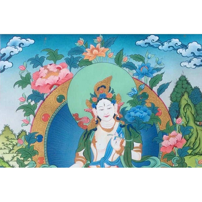 Déesse blanche Tara Thangka (Brocadeless Thangka)